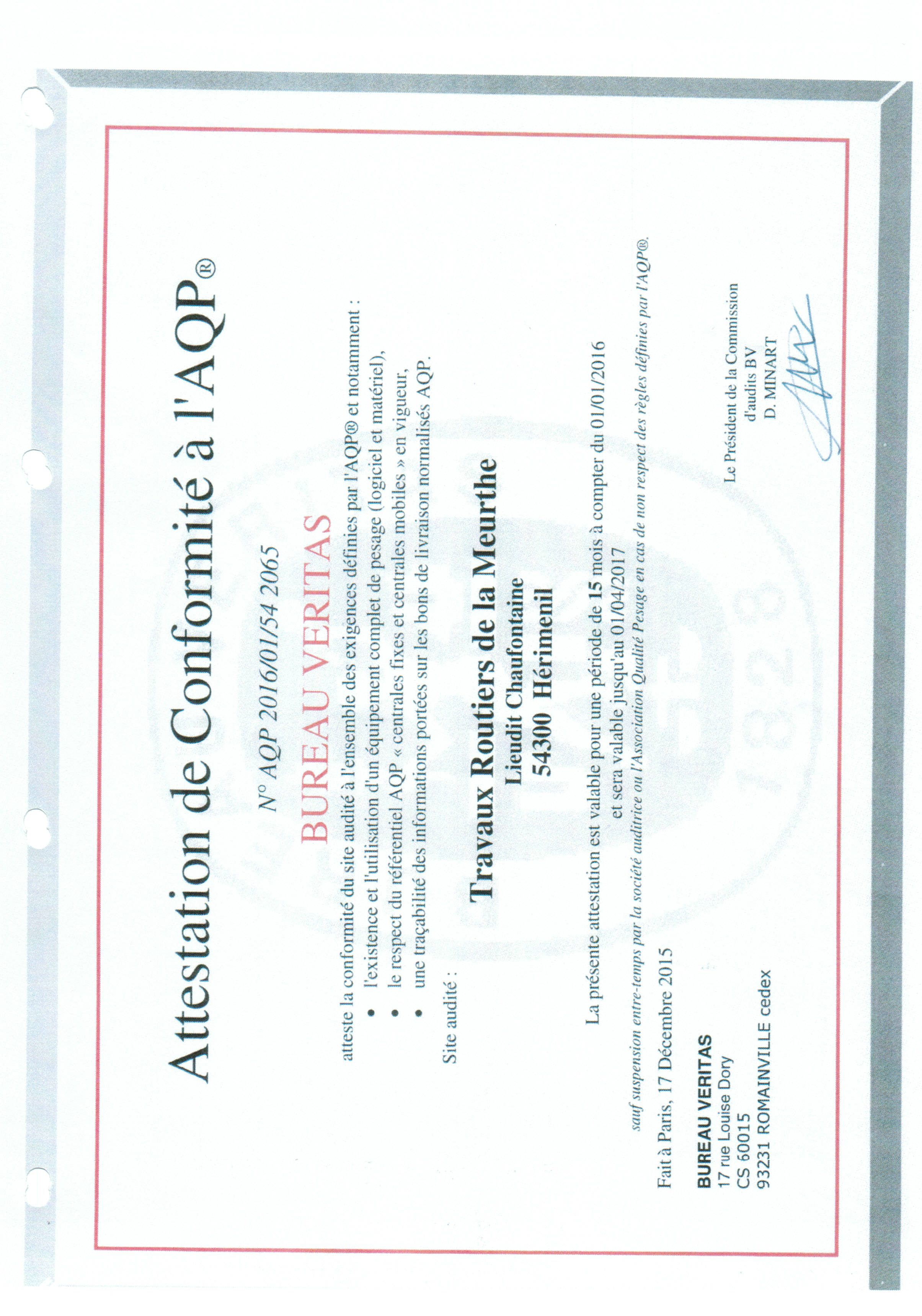 Certificat TRM Hériménil